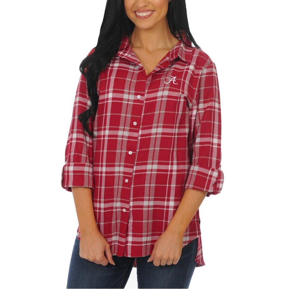 Alabama Crimson Tide Women’s Boyfriend Plaid Shirt - Crimson Size XL